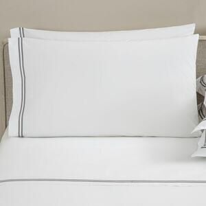 Frette Classic California King Pillowcase Set White-Grey 20" X 38" Made in Italy